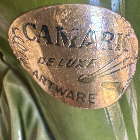 Camark Pottery Vase Calla Lily Leaf Green 8" Shape 597 Original Stickers 1940s - Picture 8 of 11